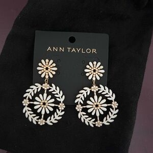 Ann Taylor Cream Floral Drop Earrings